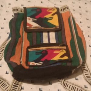 OTAVALO 100% Wool Bag Hand Made In Ecuador Travel Boho Backpack